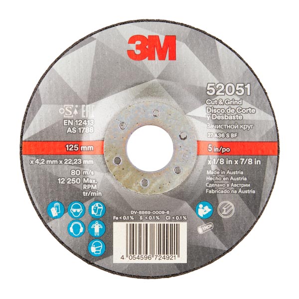 3M™ Cut and Grind Schruppscheibe, T27, 125mm x 4,2mm x 22 mm, 36+