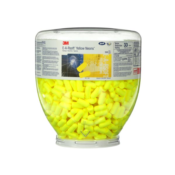 3M™ E-A-Rsoft™ Yellow Neons™ Gehörschutzstöpsel, Nachfüllflasche, 500/Behälter, PD-01-002