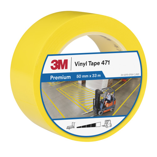 3M™ Weich-PVC-Klebeband 471, Gelb, 50 mm x 33 m, 0.14 mm, Einzelverpackt 3M™ Weich-PVC-Klebeband 471, Gelb, 50 mm x 33 m, 0.14 mm, Einzelverpackt