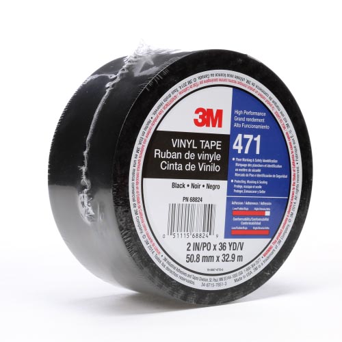 3M™ Weich-PVC-Klebeband 471, Schwarz, 50 mm x 33 m, 0.14 mm, einzelverpackt 3M™ Weich-PVC-Klebeband 471, Schwarz, 50 mm x 33 m, 0.14 mm, einzelverpackt