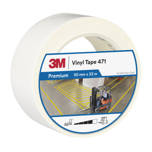 3M™ Weich-PVC-Klebeband 471, Weiß, 50 mm x 33 m, 0.14 mm, Einzelverpackt 3M™ Weich-PVC-Klebeband 471, Weiß, 50 mm x 33 m, 0.14 mm, Einzelverpackt