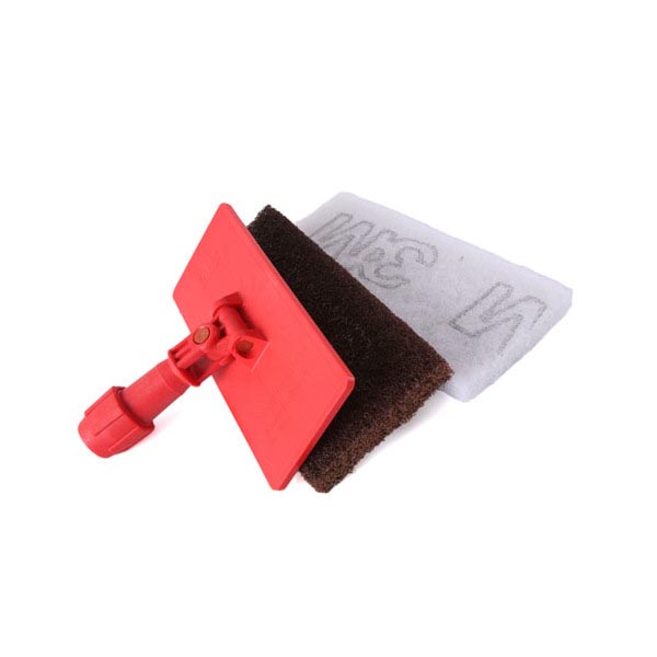 3M™ Doodlebug™ Reinigungspad für Ecken 6474K, Brauner Schrubber, Weißes Pad, 6 pro Packung