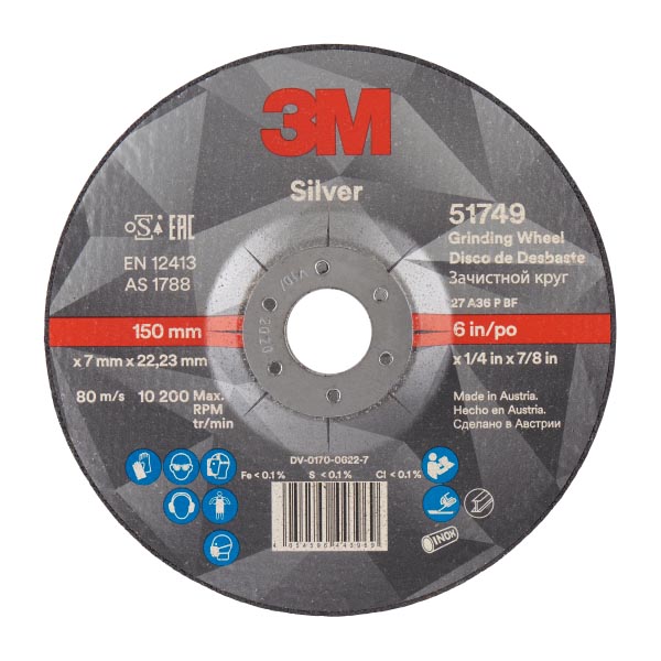3M™ Silver Schruppscheibe, T27, 150 mm x 7 mm x 22 mm