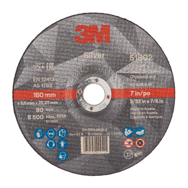 3M™ Silver Trennscheibe, T42, 180 mm x 2,5 mm x 22 mm