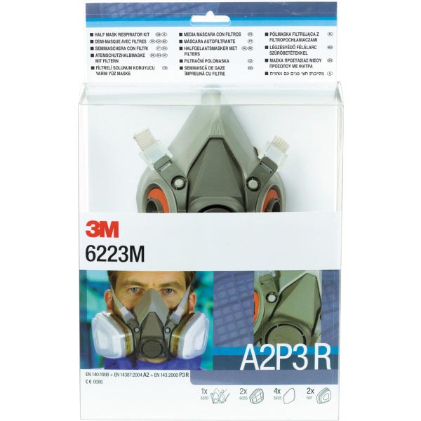 3M™ Atemschutz Halbmasken-Set, A2P3 R Filter, mittelgroße Maske 6223M