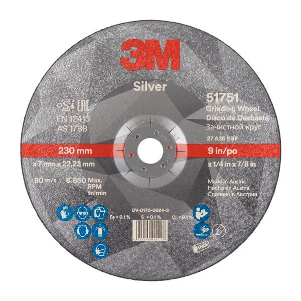 3M™ Silver Schruppscheibe, T27, 230 mm x 7 mm x 22 mm