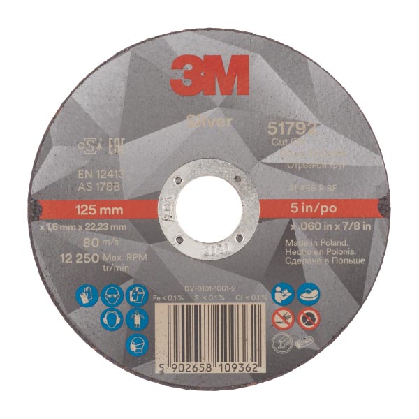 3M™ Silver Trennscheibe, T41, 125 mm x 1,6 mm x 22 mm
