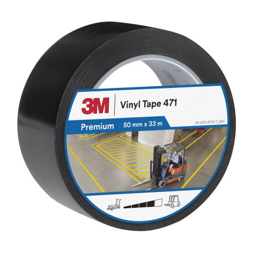 3M™ Weich-PVC-Klebeband 471, Schwarz, 50 mm x 33 m, 0.14 mm, einzelverpackt 3M™ Weich-PVC-Klebeband 471, Schwarz, 50 mm x 33 m, 0.14 mm, einzelverpackt