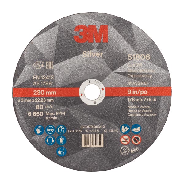 3M™ Silver Trennscheibe, T41, 230 mm x 3,0 mm x 22 mm
