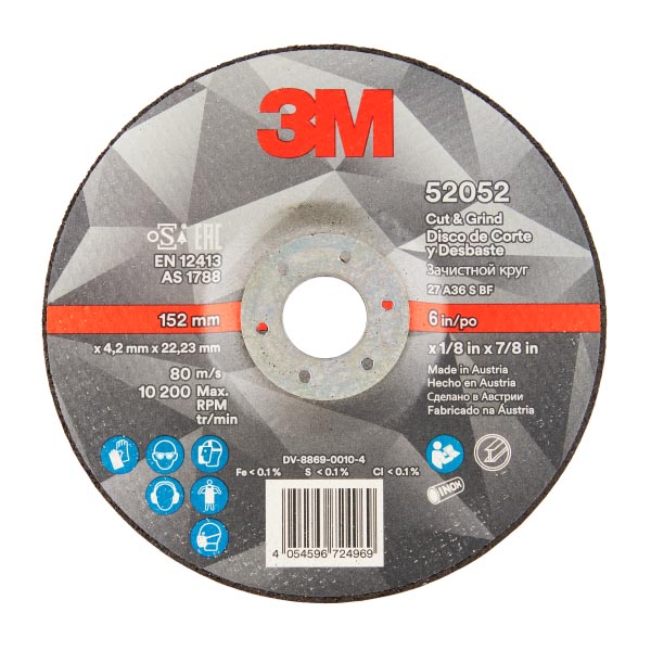 3M™ Cut and Grind Schruppscheibe, T27, 150mm x 4,2mm x 22 mm, 36+